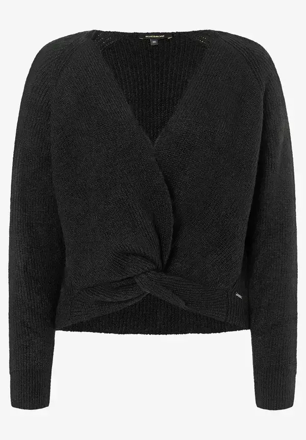 More & More Pullover mit Knotendetail, schwarz, Herbst-Kollektion