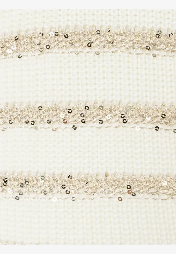 More & More Pullover Mit Paillettenstreifen, Ecru, Herbst-Kollektion