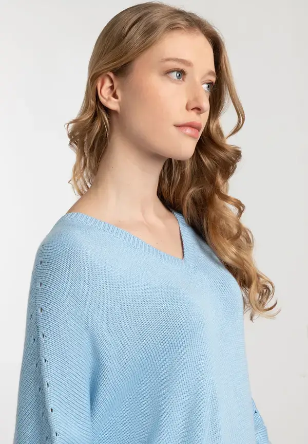 More & More Pullover Mit V-Ausschnitt, Light Skyblue, Frühjahrs-Kollektion