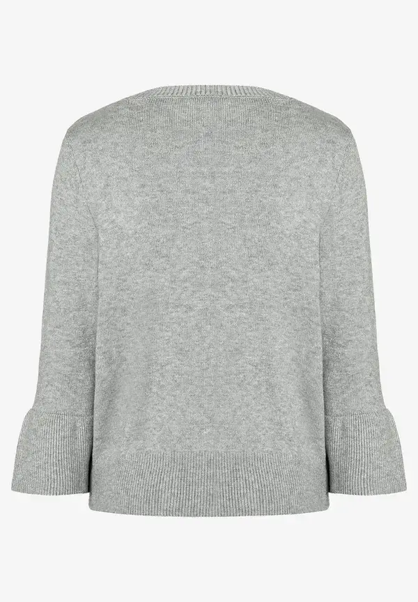 More & More Pullover Mit Volantärmel, Grau Melange, Herbst-Kollektion