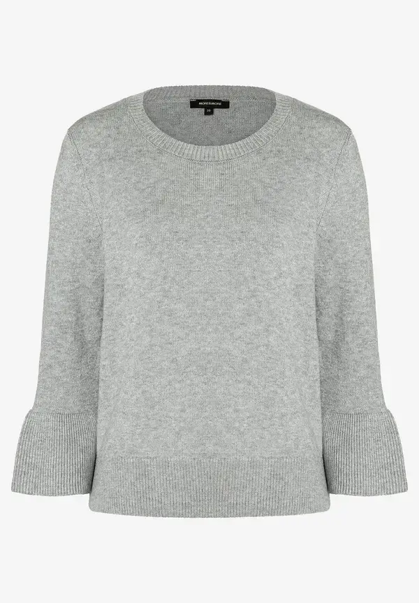 More & More Pullover mit Volantärmel, grau melange, Herbst-Kollektion