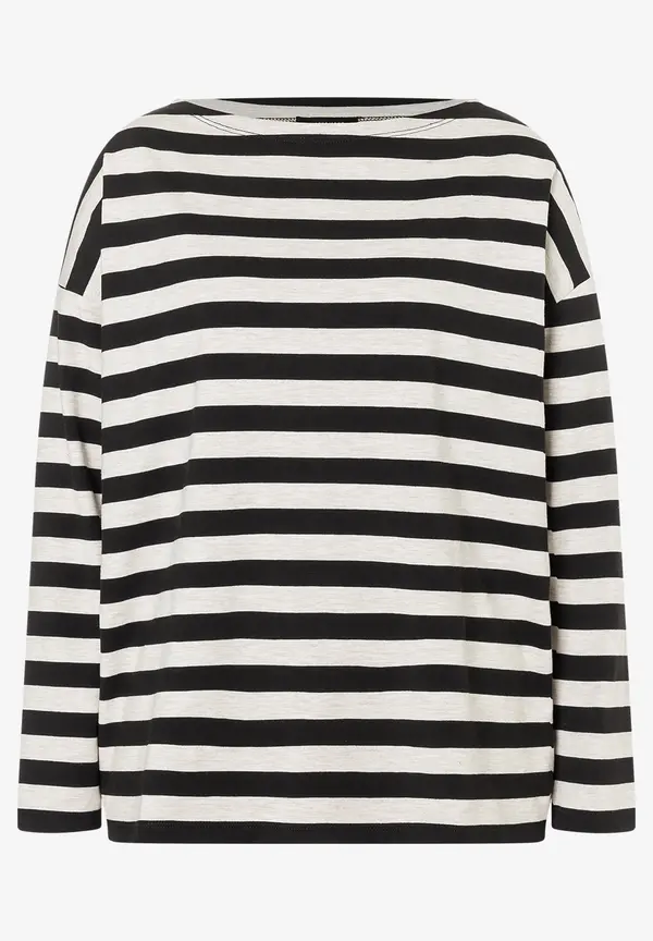 More & More Ringelshirt, Schwarz/beige Melange, Herbst Kollektion