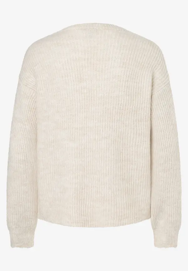 More & More Rippen-Strickjacke, Almond Melange, Herbst-Kollektion