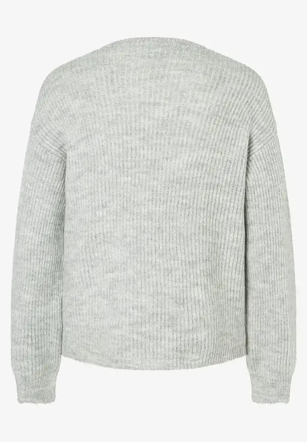 More & More Rippen-Strickjacke, Grau Melange, Herbst-Kollektion
