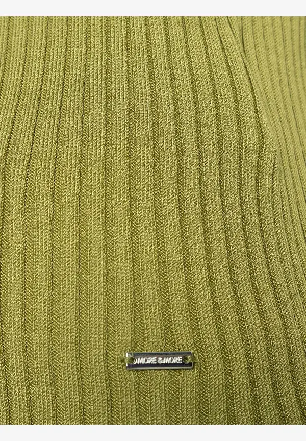 More & More Rippstrick-Pullover, Kurzarm, Soft Moss Green