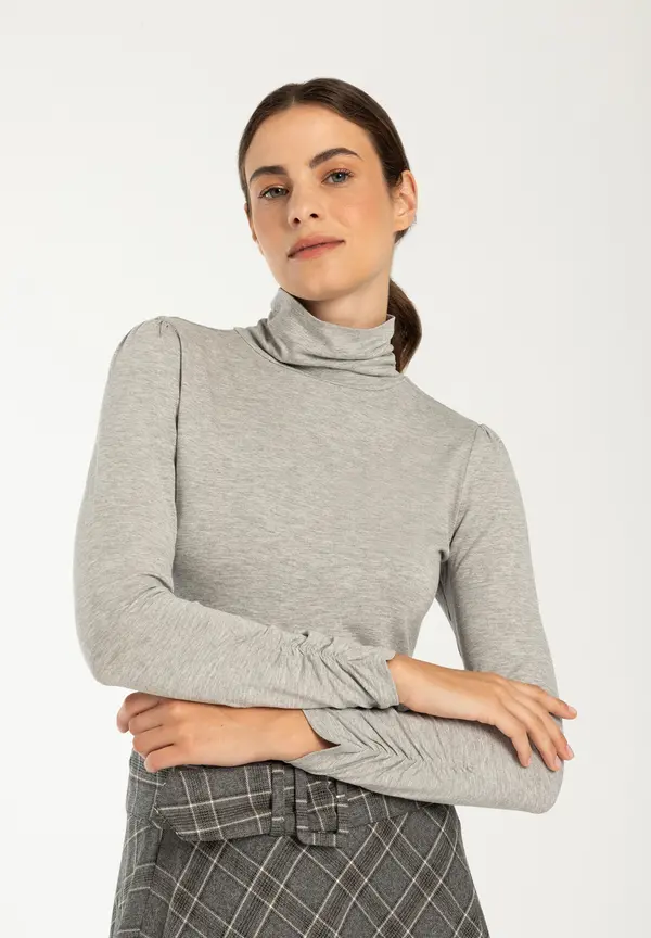 More & More Rollkragenshirt, grau melange, Herbst-Kollektion