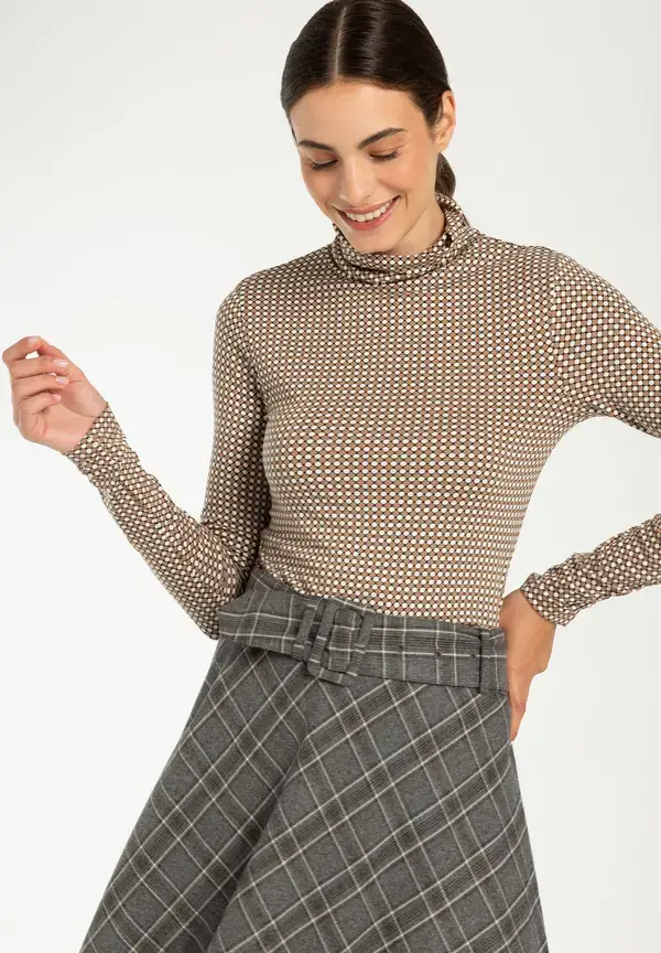 More & More Rollkragenshirt, Minimal-Print, Herbst-Kollektion