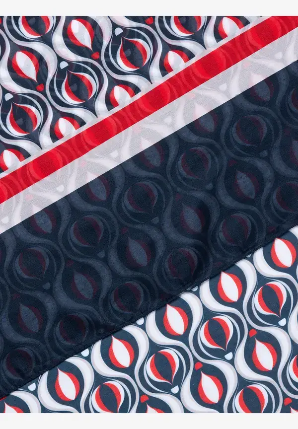 More & More Schal Mit Grafischem Print, Marine/rot, Frühjahrs-Kollektion