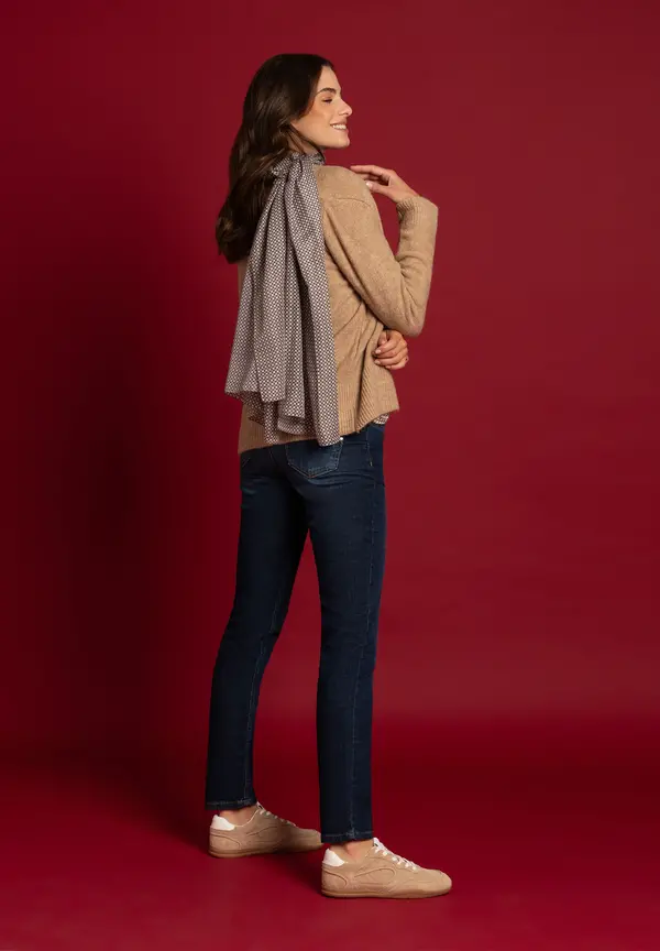 More & More Schal Mit Minimal-Print, Beige/schwarz/ecru, Herbst-Kollektion