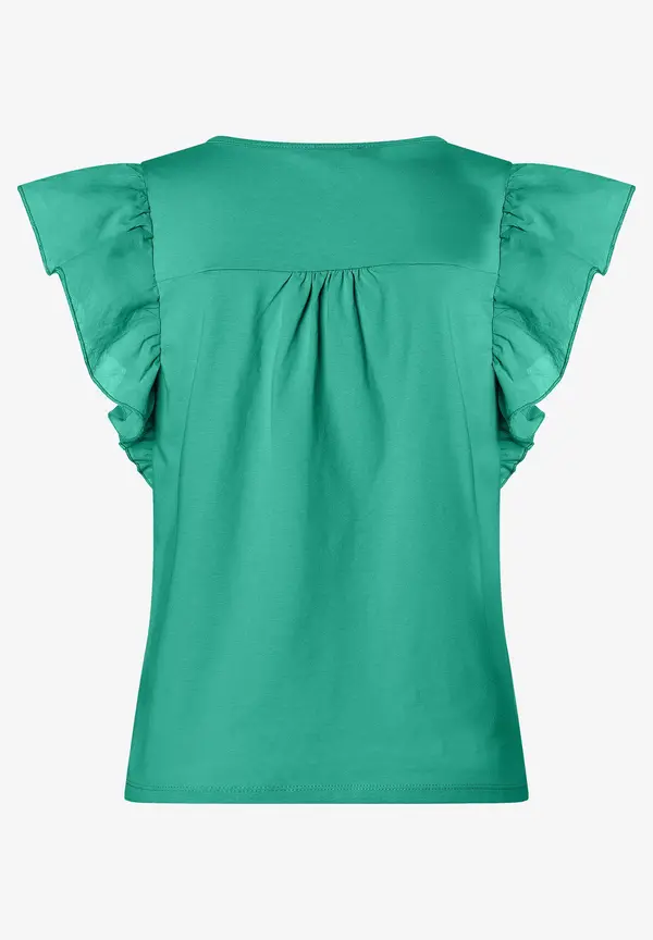 More & More Shirt Mit Volantärmeln, Summergarden Green, Sommer-Kollektion
