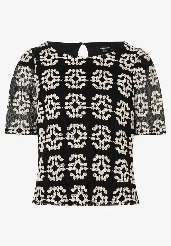 More & More Spitzenbluse, Schwarz/ecru, Sommer-Kollektion