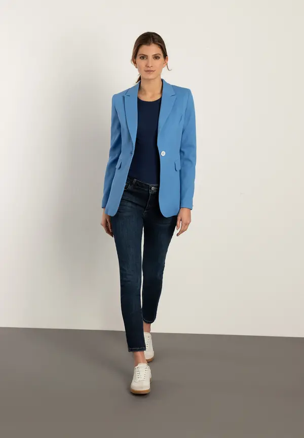 More & More Strukturierter Blazer, Blue Breeze, Frühjahrs-Kollektion
