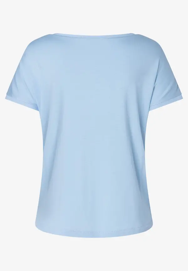 More & More T-Shirt Mit Chiffonkante, Hellblau, Frühjahrs-Kollektion
