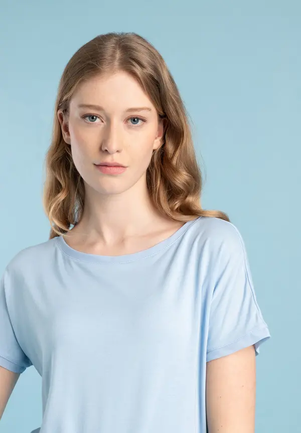 More & More T-Shirt mit Chiffonkante, hellblau, Frühjahrs-Kollektion More & More T-Shirt mit Chiffonkante, hellblau, Frühjahrs-Kollektion