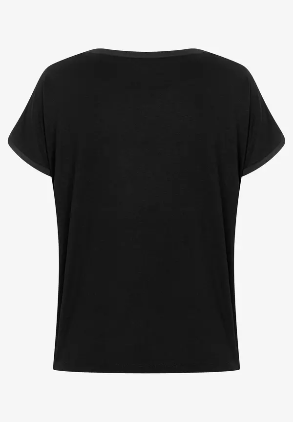 More & More T-Shirt Mit Chiffonkante, Schwarz, Frühjahrs-Kollektion