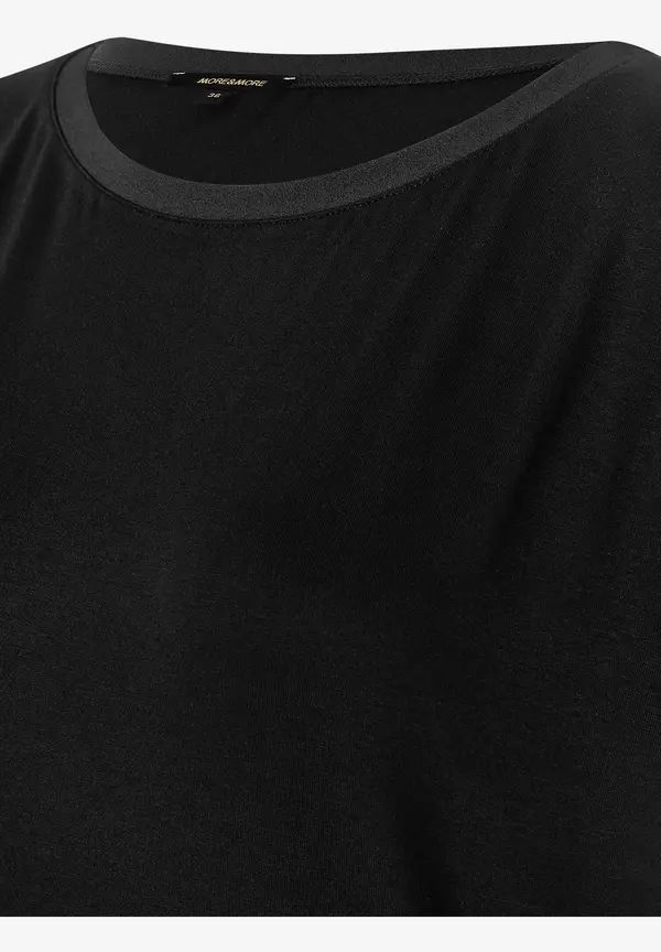 More & More T-Shirt Mit Chiffonkante, Schwarz, Frühjahrs-Kollektion