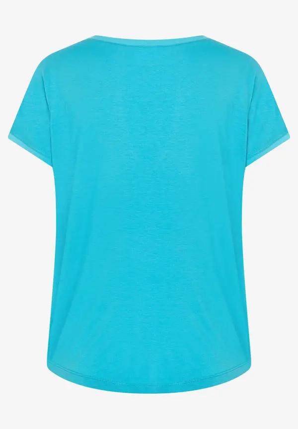 More & More T-Shirt Mit Chiffonkante, Türkis, Frühjahrs-Kollektion