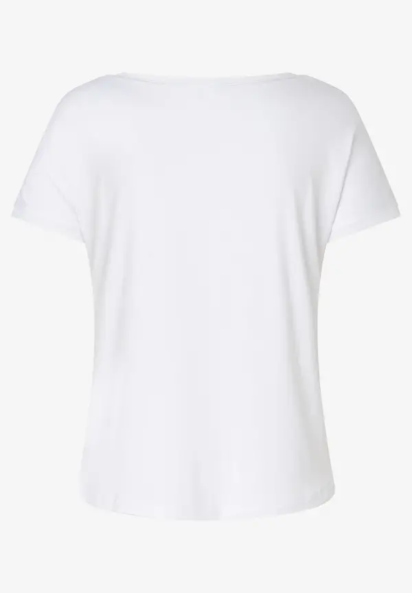 More & More T-Shirt Mit Chiffonkante, Weiß, Frühjahrs-Kollektion