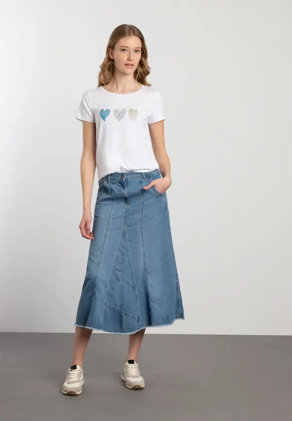 More & More T-Shirt Mit Herz-Print, Weiß, Frühjahrs-Kollektion