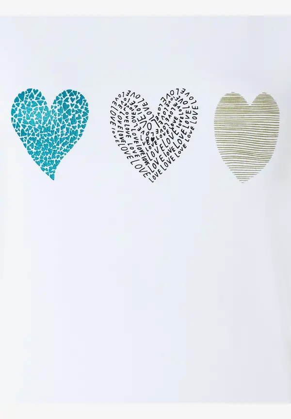 More & More T-Shirt Mit Herz-Print, Weiß, Frühjahrs-Kollektion