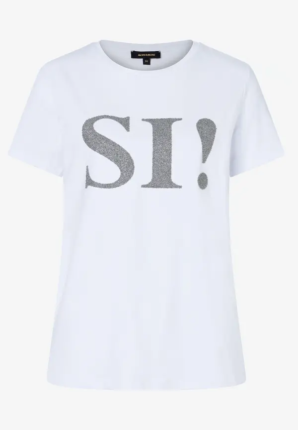 More & More T-Shirt Mit Perlenaufschrift, Weiß, Herbst-Kollektion