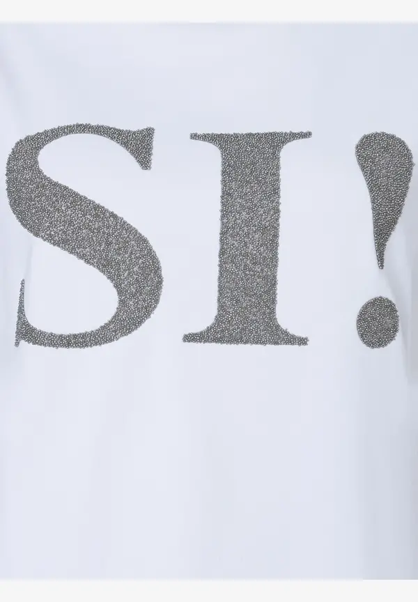 More & More T-Shirt Mit Perlenaufschrift, Weiß, Herbst-Kollektion