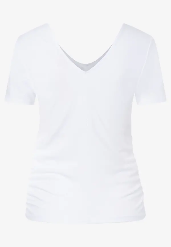 More & More T-Shirt Mit Raffung, Weiß, Sommer-Kollektion