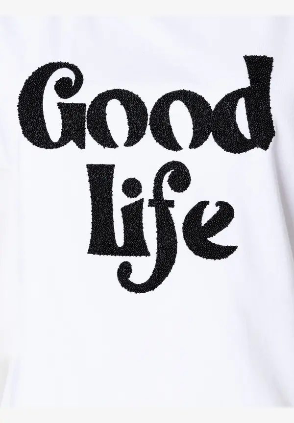 More & More T-Shirt Mit Steinchen-Schriftzug, Weiß, Sommer-Kollektion