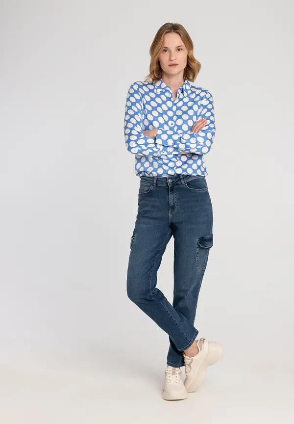 More & More Tupfenbluse, Hellblau/ecru, Frühjahrs-Kollektion