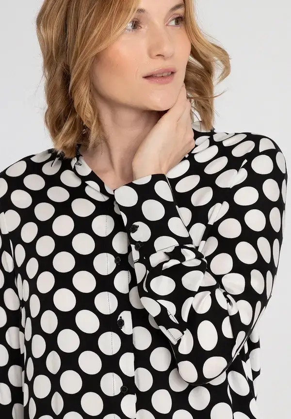 More & More Tupfenbluse, Schwarz/ecru, Frühjahrs-Kollektion