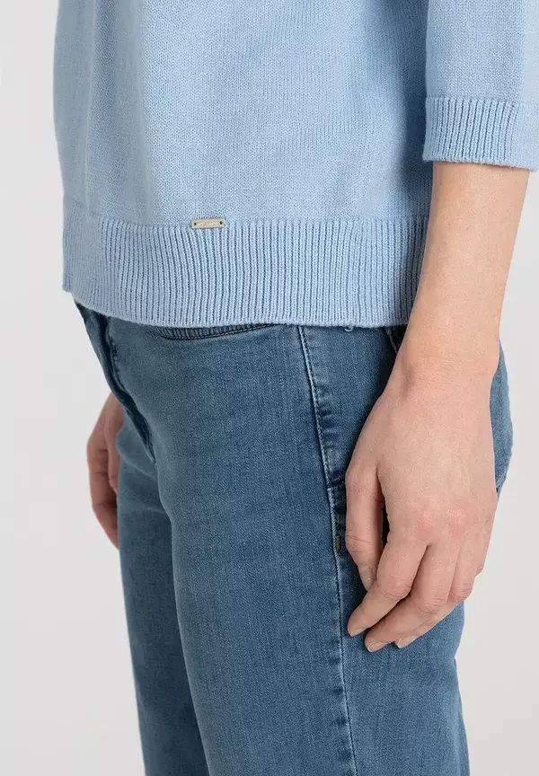 More & More V-Neck Pullover, Hellblau, Frühjahres-Kollektion