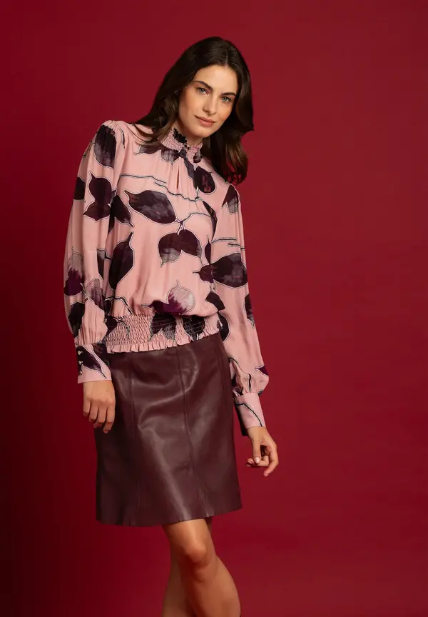 More & More Viskosebluse, Blätterprint, Herbst-Kollektion