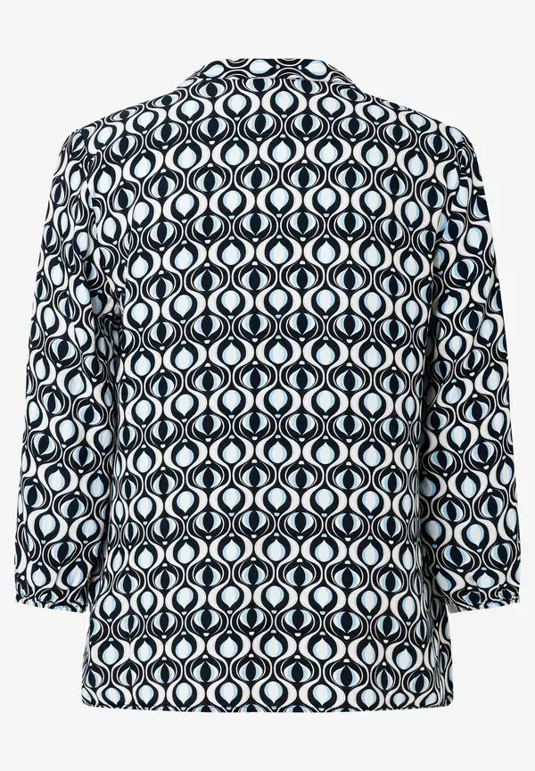 More & More Viskosebluse, Grafischer Print, Marine/hellblau, Frühjahrs-Kollektion