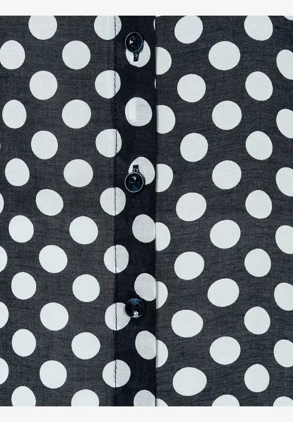More & More Viskosebluse Mit Tupfenprint, Marine/weiß, Frühjahrs-Kollektion