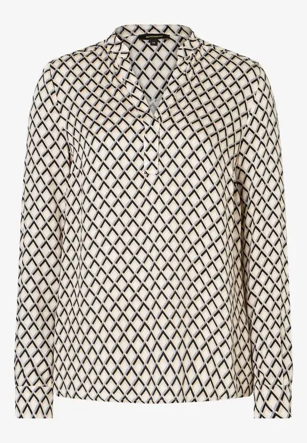 More & More Viskosebluse, Schwarz/beige/ecru, Herbst-Kollektion