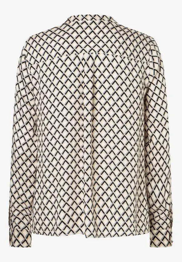 More & More Viskosebluse, Schwarz/beige/ecru, Herbst-Kollektion