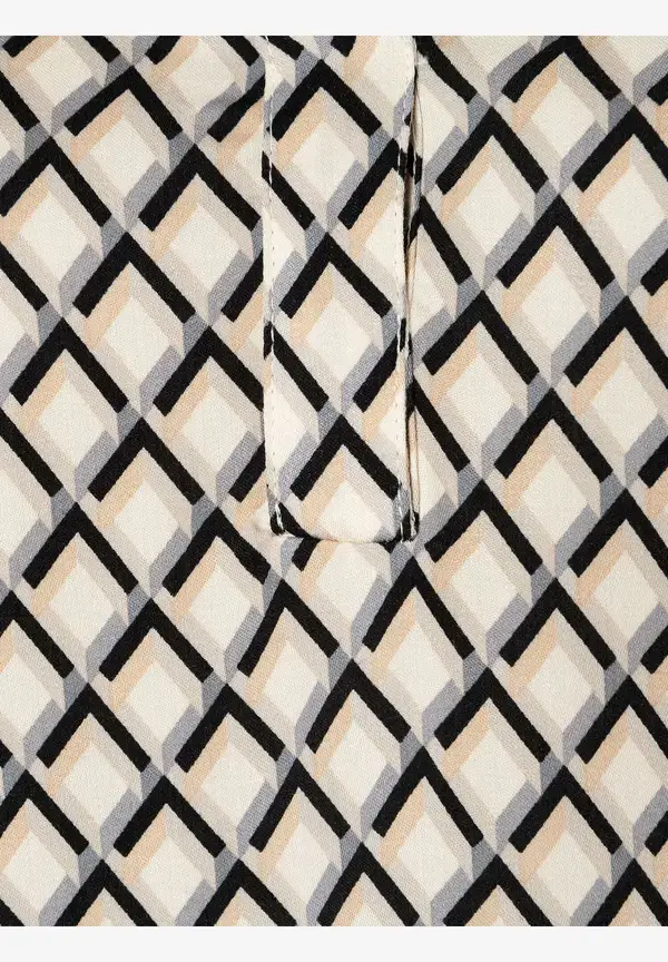 More & More Viskosebluse, Schwarz/beige/ecru, Herbst-Kollektion