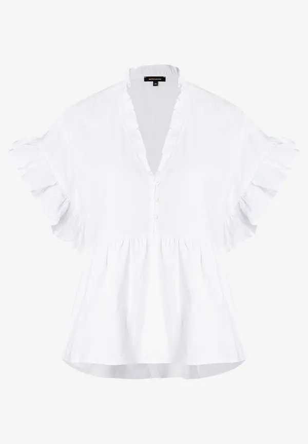 More & More Weite Bluse Mit Rüschen, Weiß, Sommer-Kollektion
