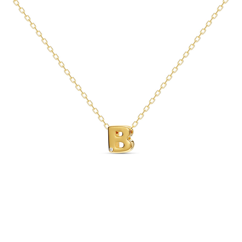 Mosuo Jewellery Diamant Buchstaben Halskette “B” - Vermeil