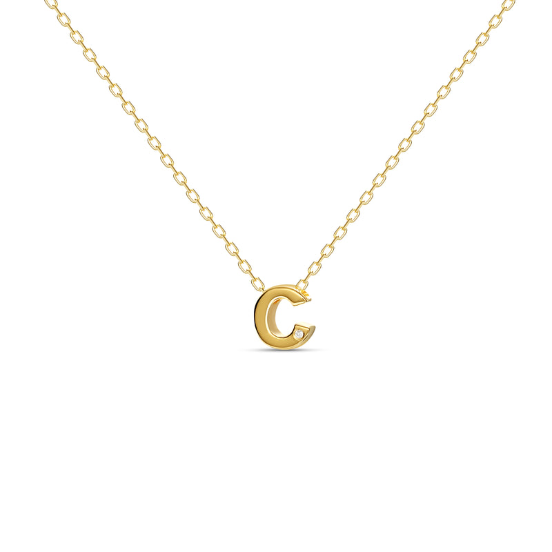 Mosuo Jewellery Diamant Buchstaben Halskette “C” - Vermeil