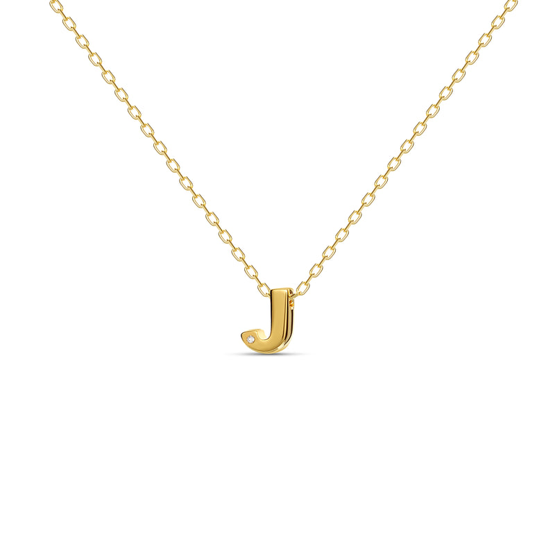Mosuo Jewellery Diamant Buchstaben Halskette “J” - Vermeil