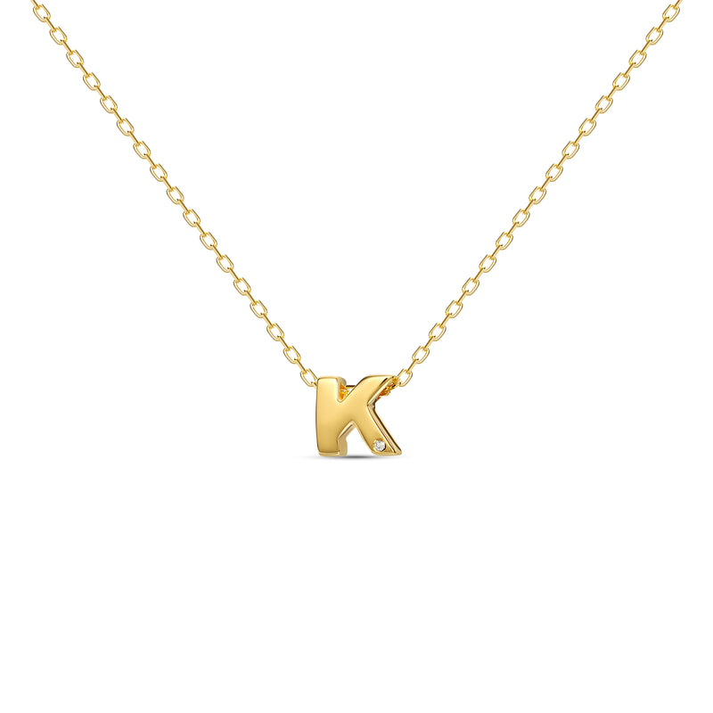 Mosuo Jewellery Diamant Buchstaben Halskette “K” - Vermeil