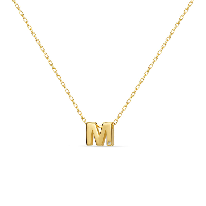 Mosuo Jewellery Diamant Buchstaben Halskette “M” - Vermeil