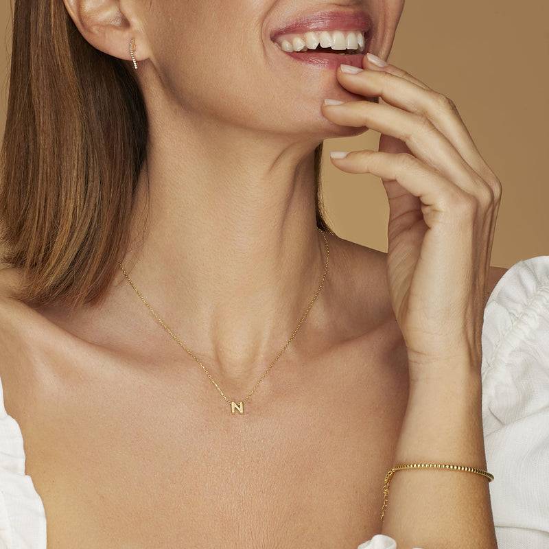 Mosuo Jewellery Diamant Buchstaben Halskette “N” - Vermeil