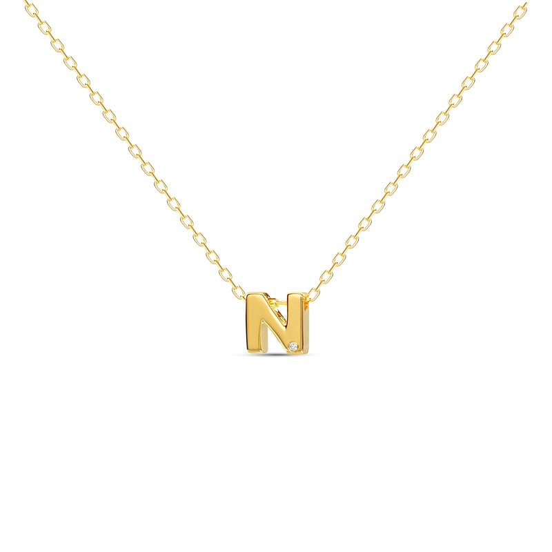 Mosuo Jewellery Diamant Buchstaben Halskette “N” - Vermeil