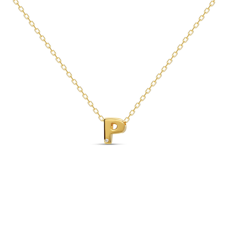 Mosuo Jewellery Diamant Buchstaben Halskette “P” - Vermeil