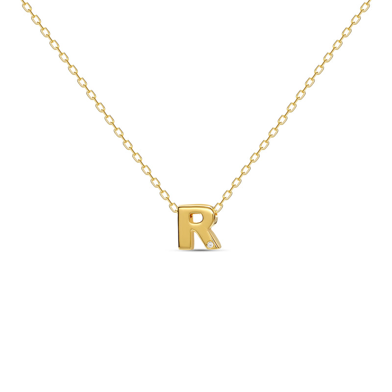 Mosuo Jewellery Diamant Buchstaben Halskette “R” - Vermeil
