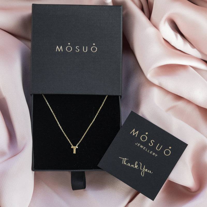Mosuo Jewellery Diamant Buchstaben Halskette “T”- Vermeil