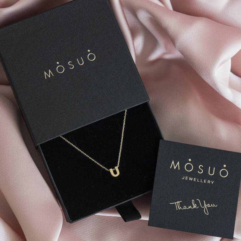 Mosuo Jewellery Diamant Buchstaben Halskette “U”- Vermeil