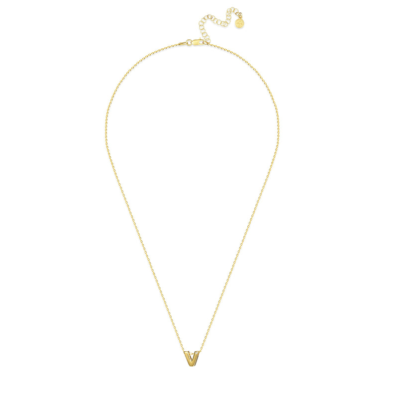 Mosuo Jewellery Diamant Buchstaben Halskette “V”- Vermeil